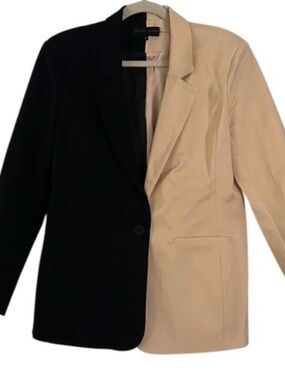 English Factory Colorblock Blazer Tan Black Split Tailored